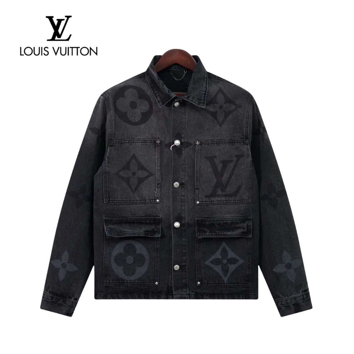 Fashion Casual Printed Black Grey Straight Denim Suit 1025031104
