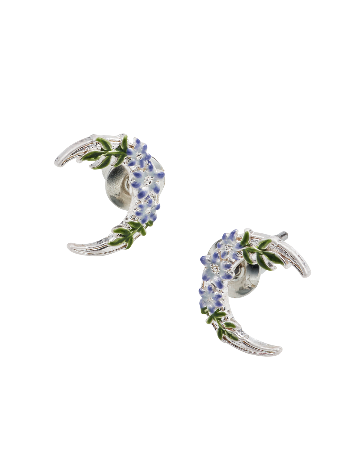 Silver Nightshade Moon Stud Earrings