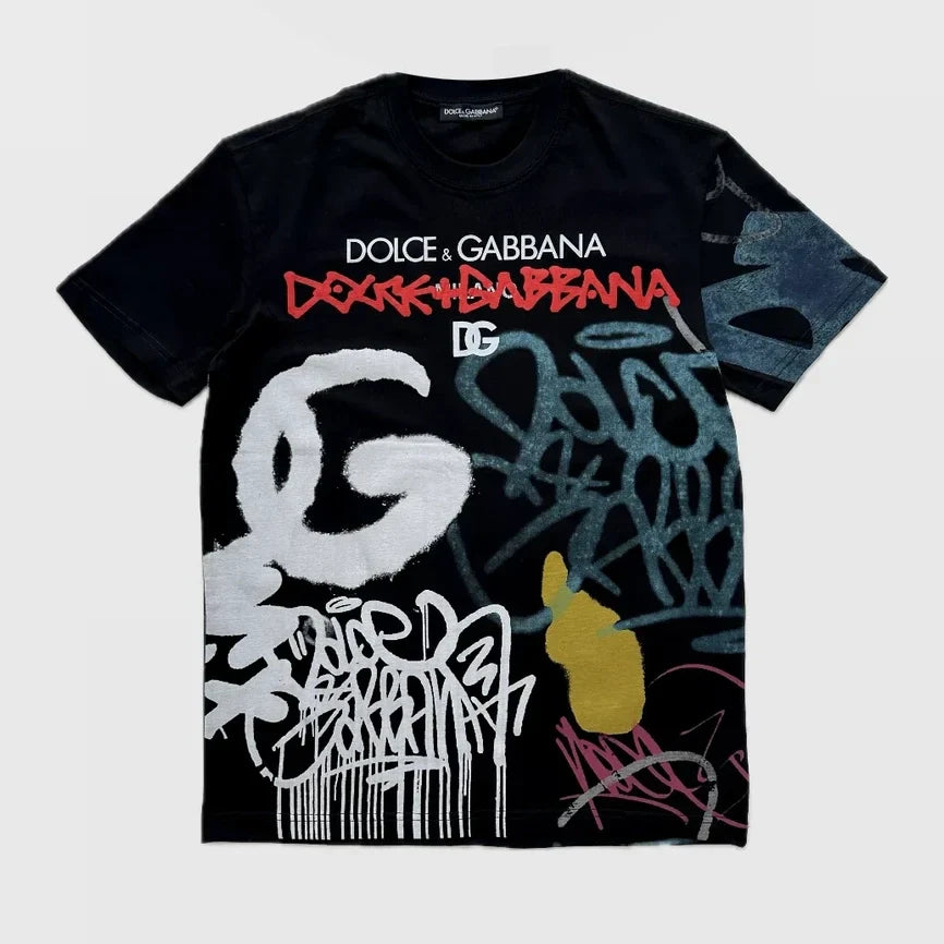 Limited New Graffiti Round Neck Short Sleeve T-Shirt 3D1025042902