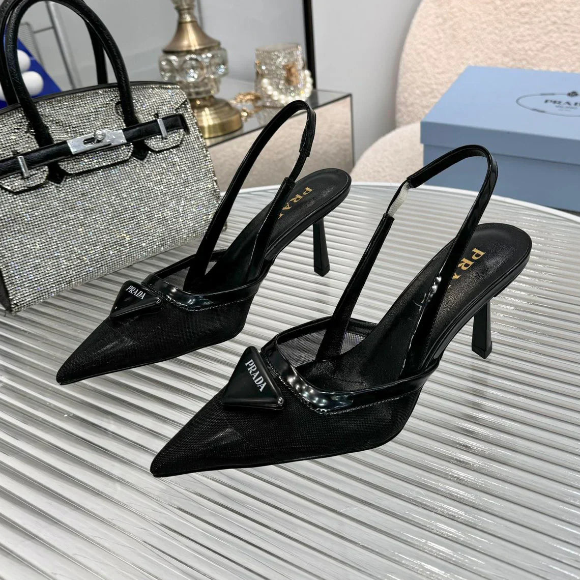 New pointy toe mesh fashion high heel sandals 1025041113
