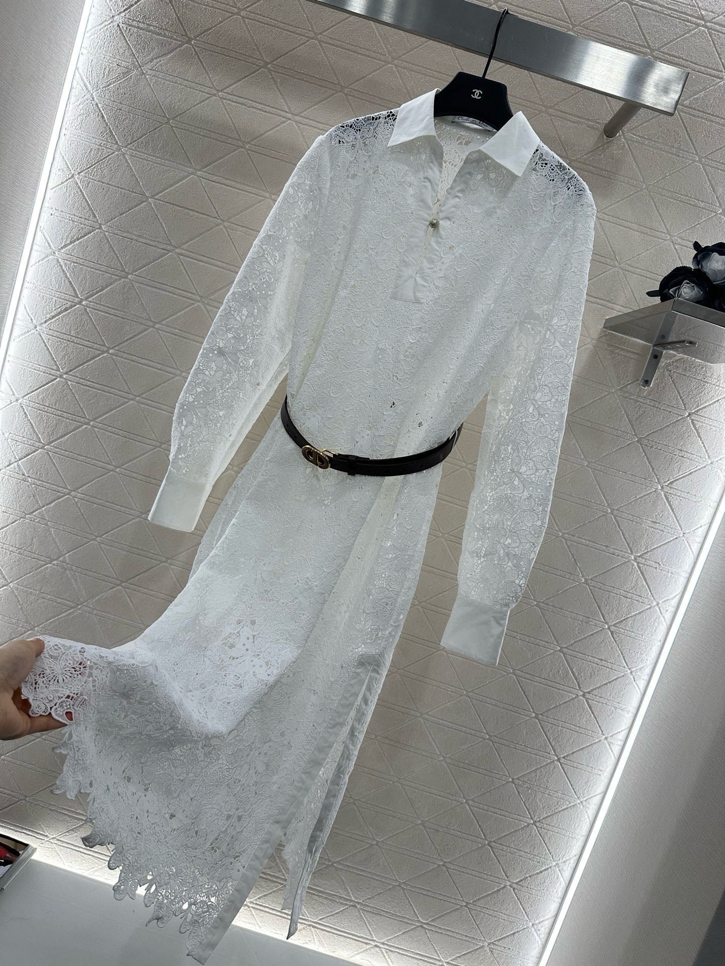 CD Heavy Embroidery Belt Dress 1825090803