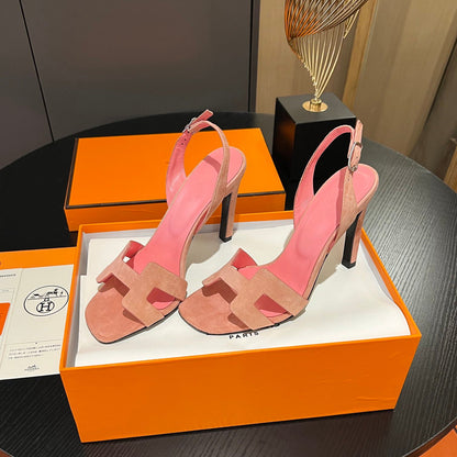 New Leather H Logo Women's High Heeled PD052024022704