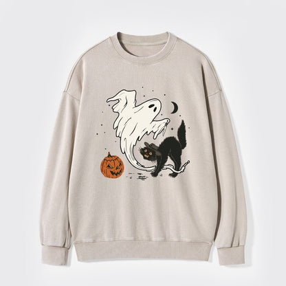 Ghost & Cat Halloween Washed Sweatshirts