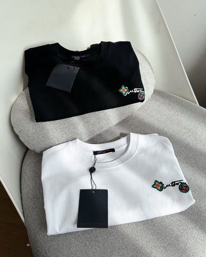 LV Unisex colorful floral embroidered T-shirt 1825052211
