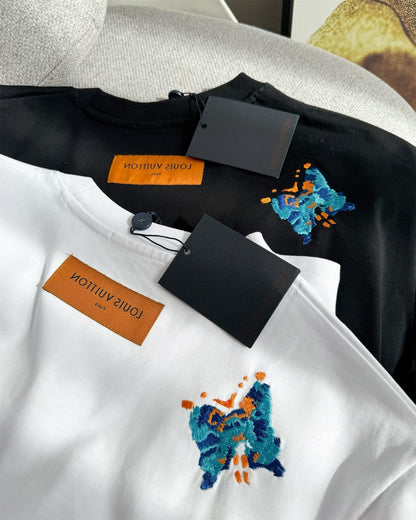 LV Unisex butterfly embroidered T-shirt 1825052210