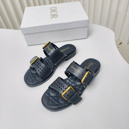 CD Cow leather cutout flat sandals 1825022816
