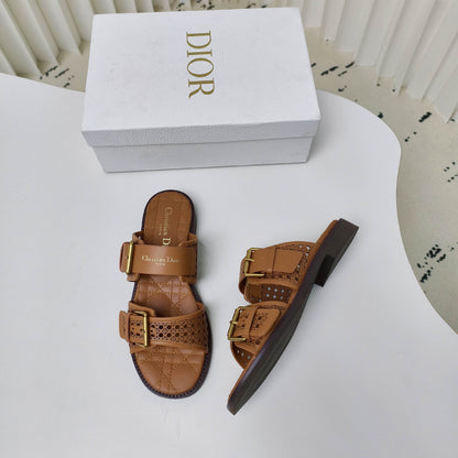 CD Cow leather cutout flat sandals 1825022816