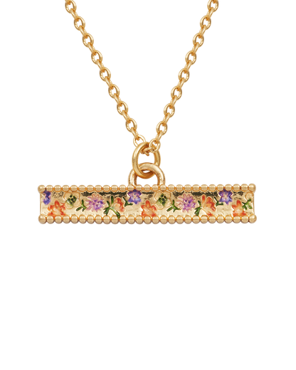 Gold Folksy Floral T-Bar Necklace