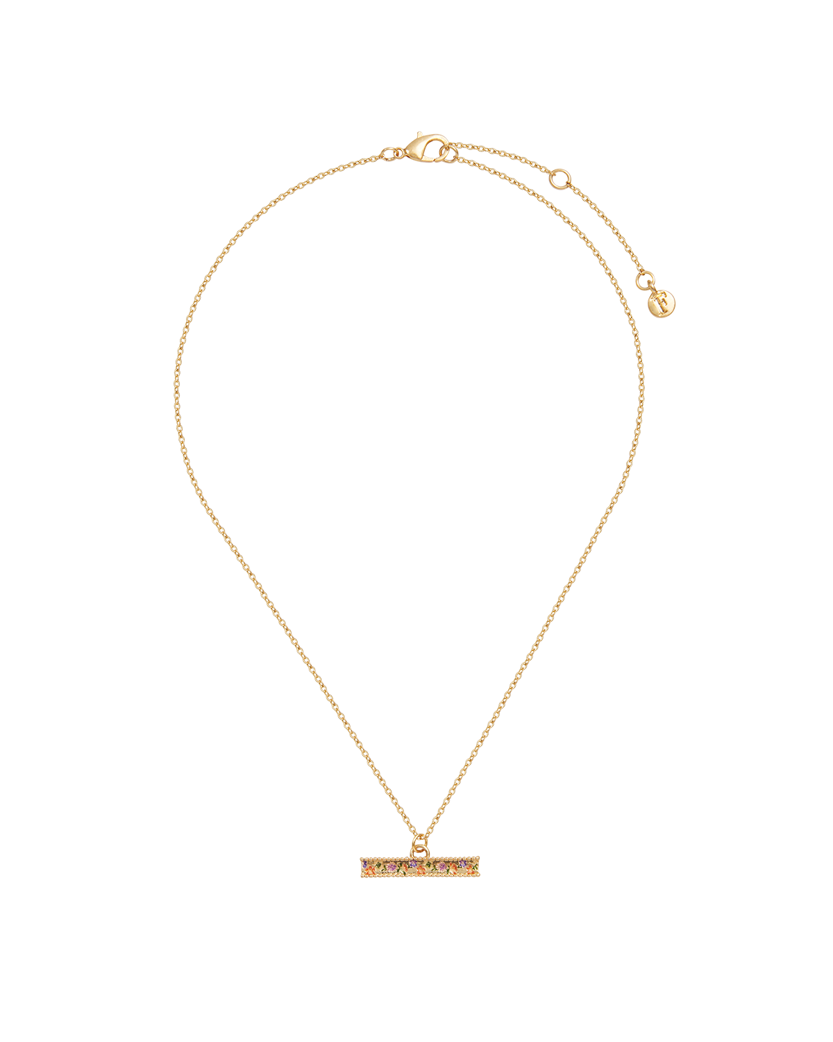 Gold Folksy Floral T-Bar Necklace