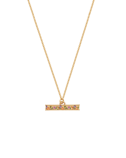 Gold Folksy Floral T-Bar Necklace