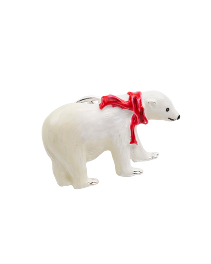 Silver Cosy Polar Bear Brooch