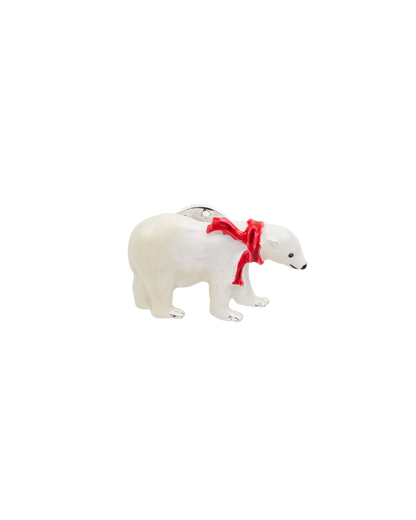 Silver Cosy Polar Bear Brooch