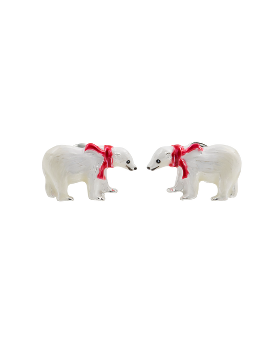 Silver Cosy Polar Bear Stud Earrings