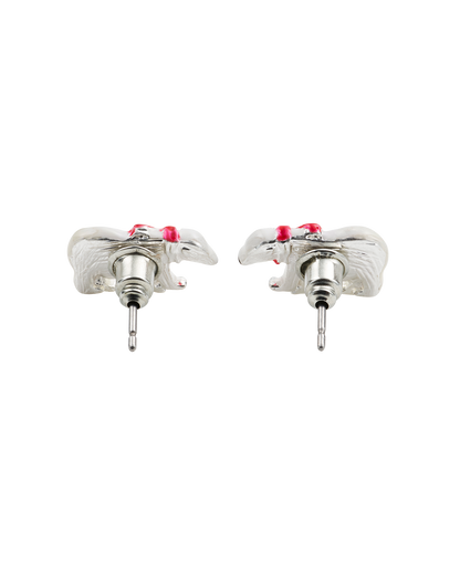 Silver Cosy Polar Bear Stud Earrings