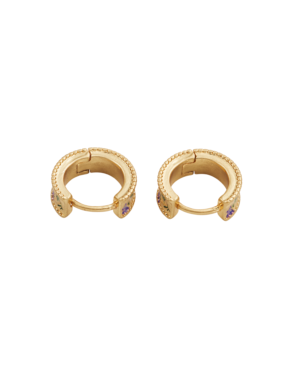Gold Folksy Floral Huggie Earrings