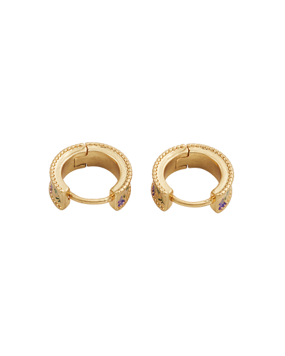 Gold Folksy Floral Huggie Earrings
