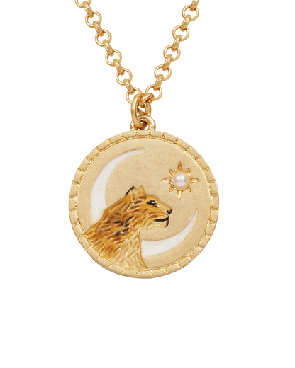 Gold Lioness Spirit Guide Pendant Necklace