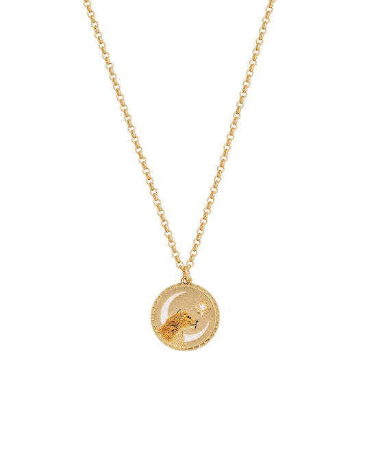 Gold Lioness Spirit Guide Pendant Necklace
