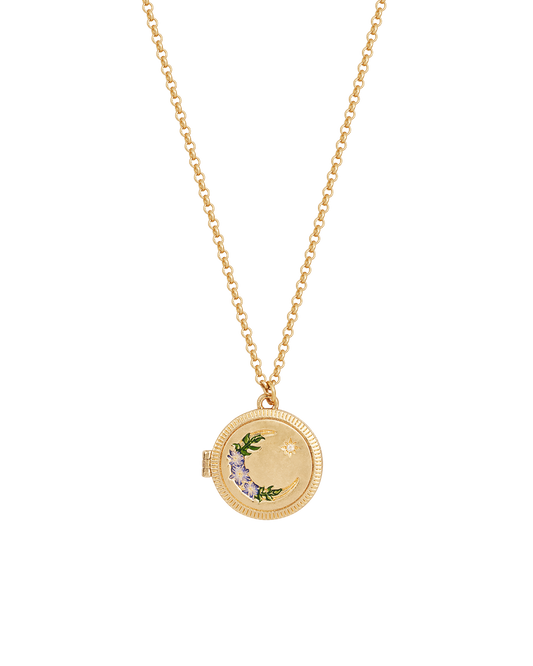 Gold Nightshade Moon Locket Necklace