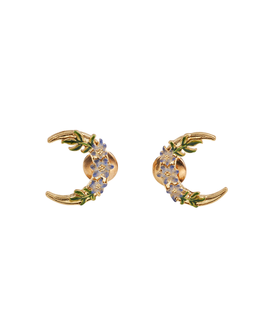 Gold Nightshade Moon Stud Earrings