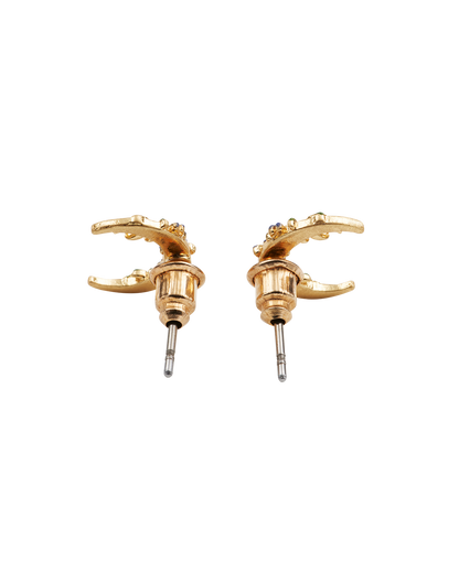 Gold Nightshade Moon Stud Earrings