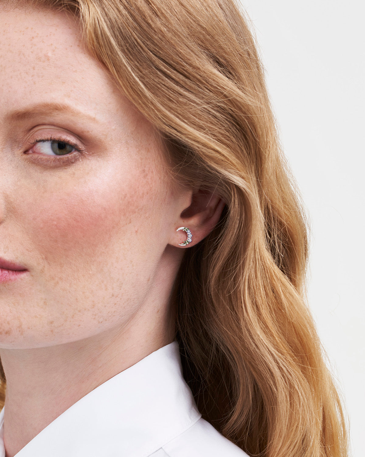 Silver Nightshade Moon Stud Earrings