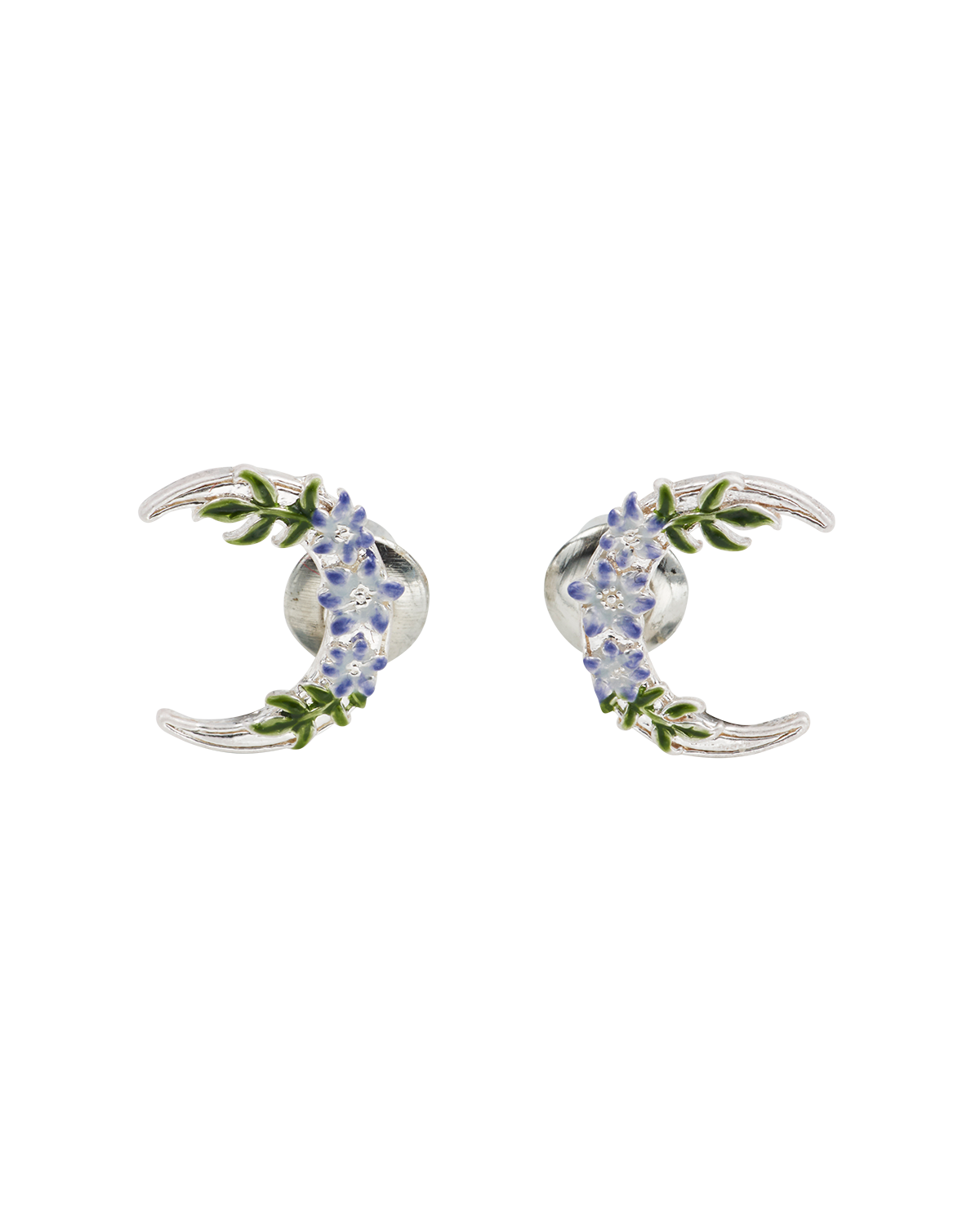 Silver Nightshade Moon Stud Earrings