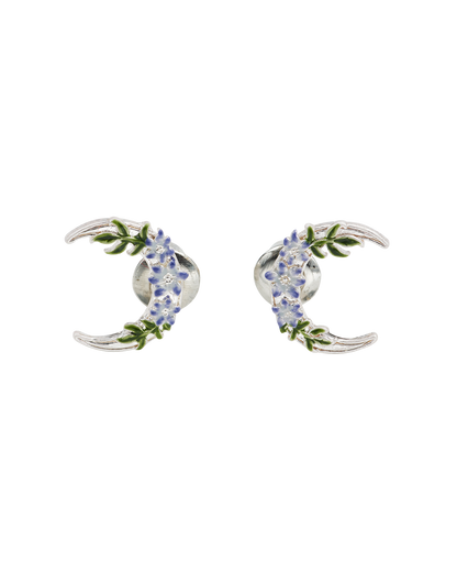Silver Nightshade Moon Stud Earrings