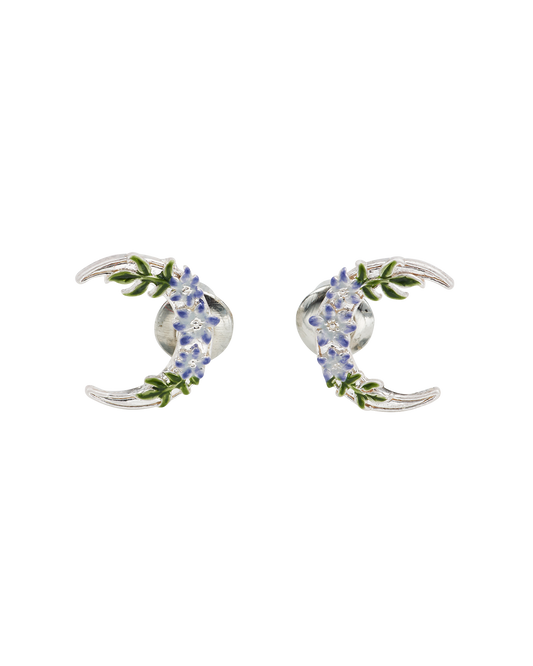 Silver Nightshade Moon Stud Earrings