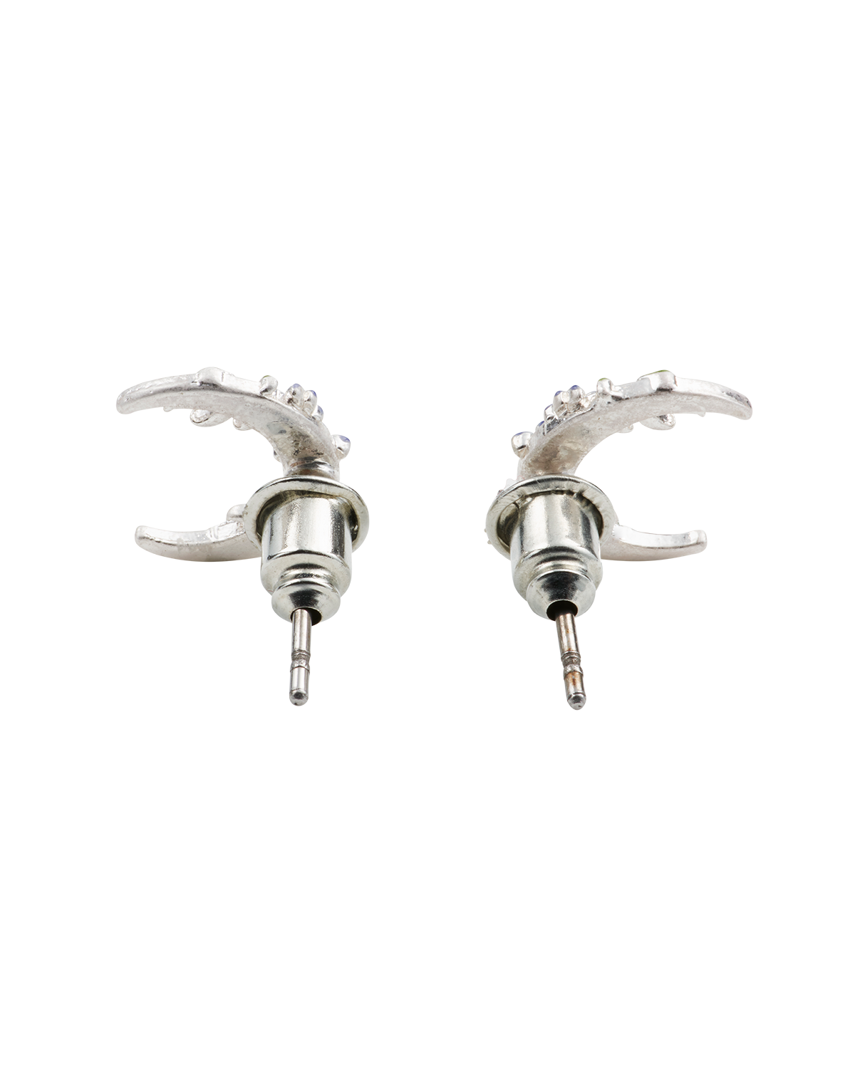 Silver Nightshade Moon Stud Earrings