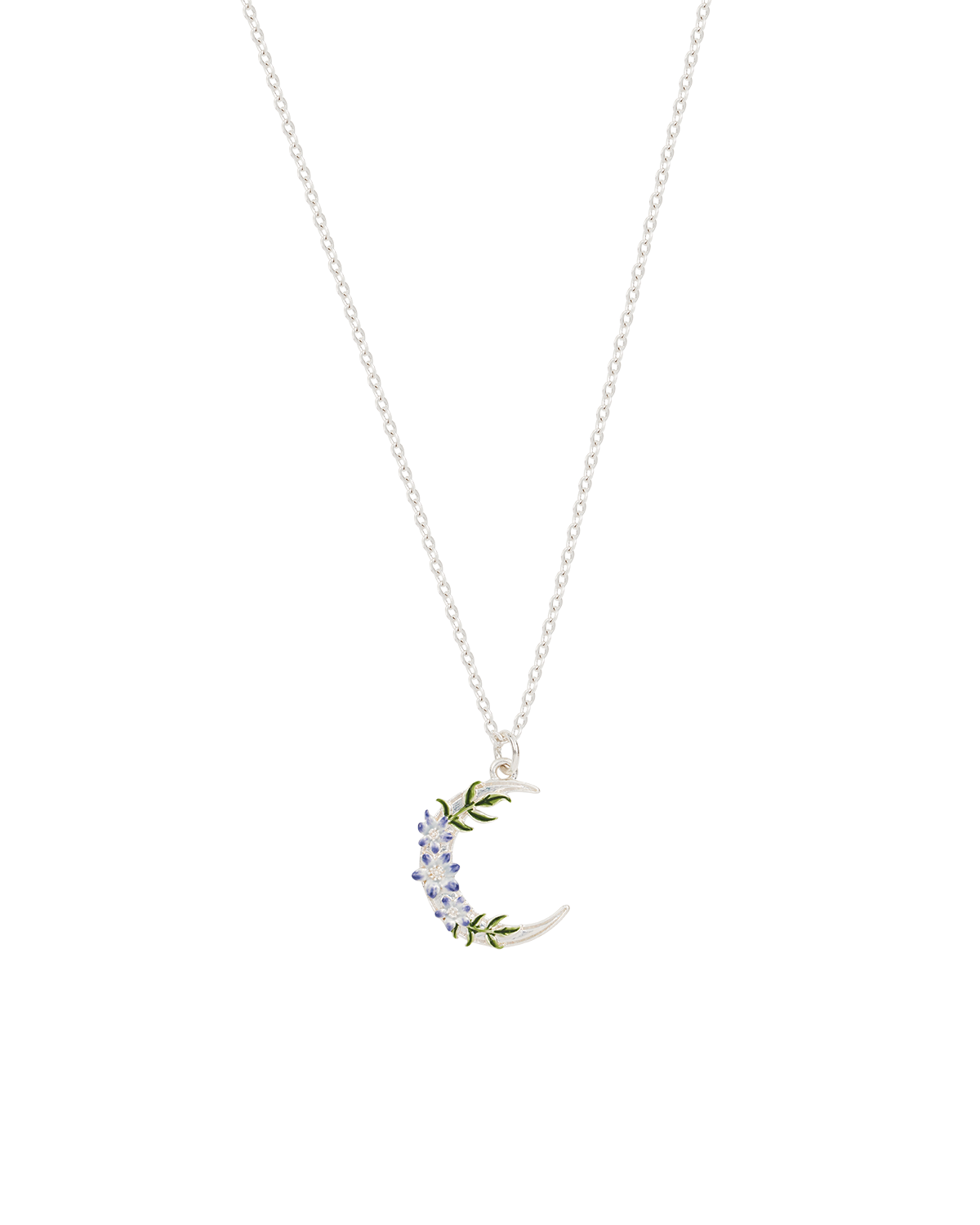 Silver Nightshade Moon Pendant Necklace