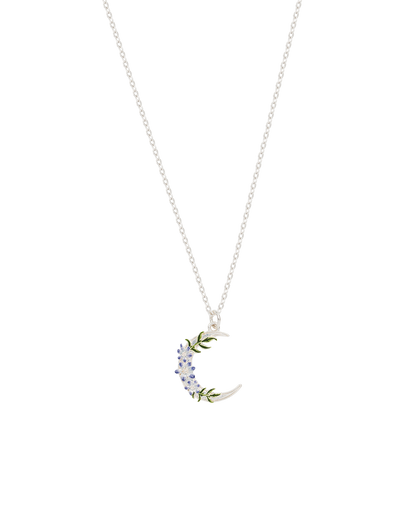 Silver Nightshade Moon Pendant Necklace