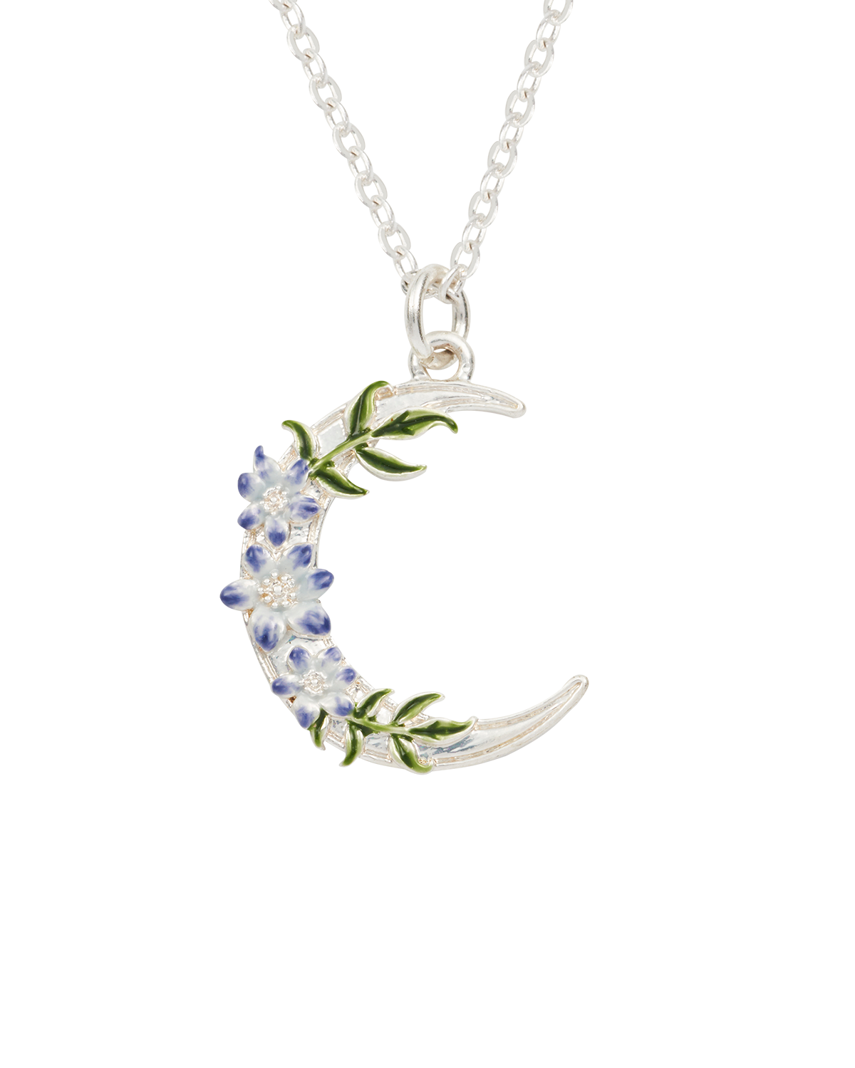 Silver Nightshade Moon Pendant Necklace