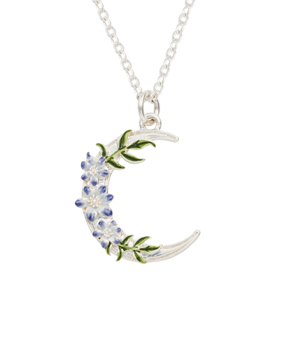 Silver Nightshade Moon Pendant Necklace