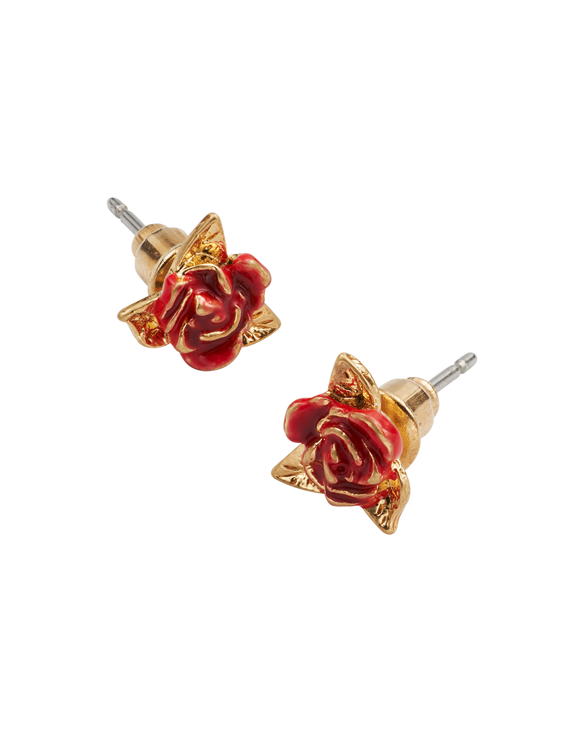 Gold English Rose Stud Earrings