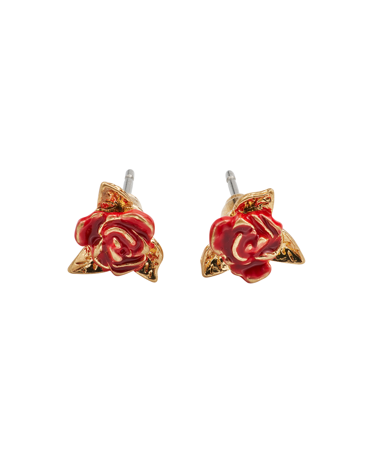 Gold English Rose Stud Earrings