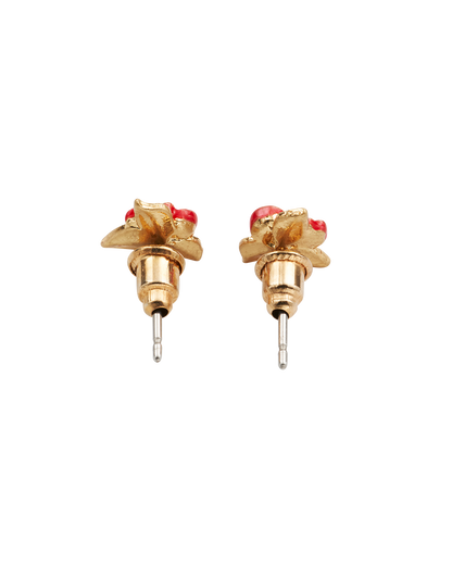Gold English Rose Stud Earrings