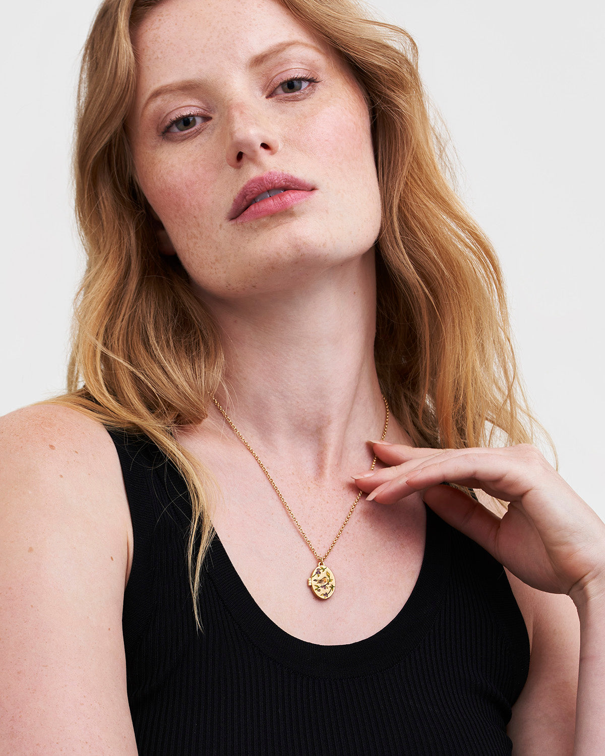 Gold Robin & Blackberry Locket Necklace