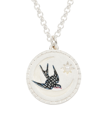 Silver Swallow Spirit Guide Pendant Necklace