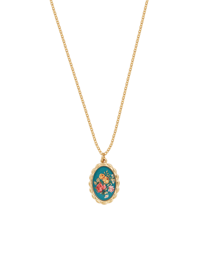 Gold Roses Vintage Framed Necklace