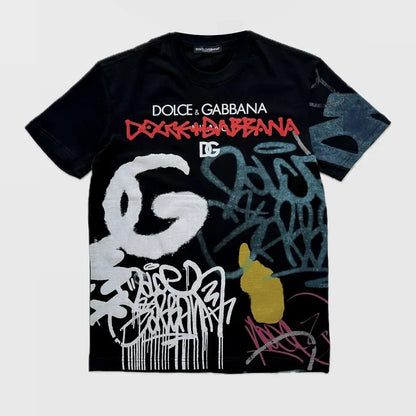 Limited New Graffiti Round Neck Short Sleeve T-Shirt 3D1025042902