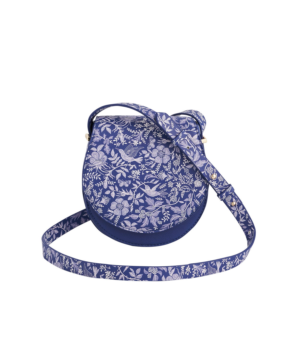 Blue Agnes Floral Saddle Bag