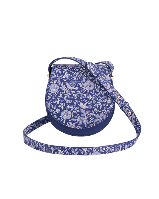 Blue Agnes Floral Saddle Bag