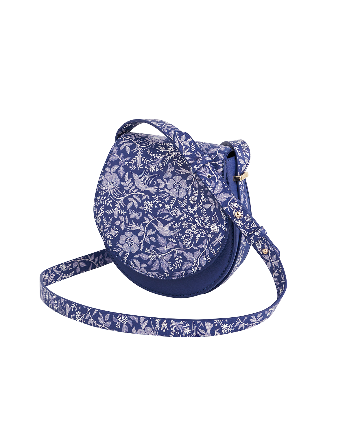 Blue Agnes Floral Saddle Bag