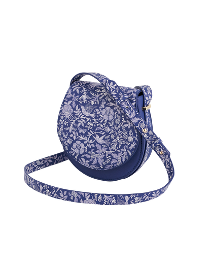 Blue Agnes Floral Saddle Bag