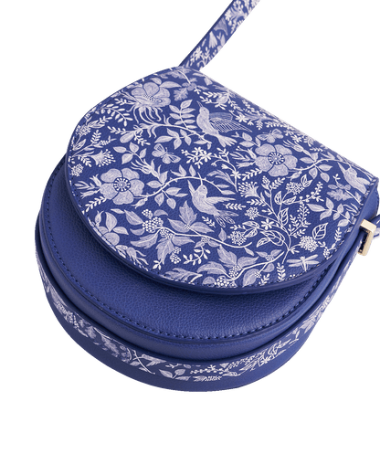 Blue Agnes Floral Saddle Bag
