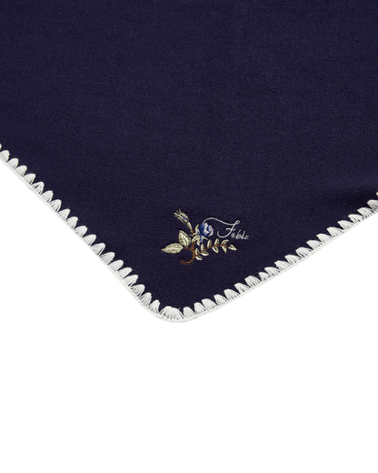 Blue Triangle Blanket-Stitch Scarf