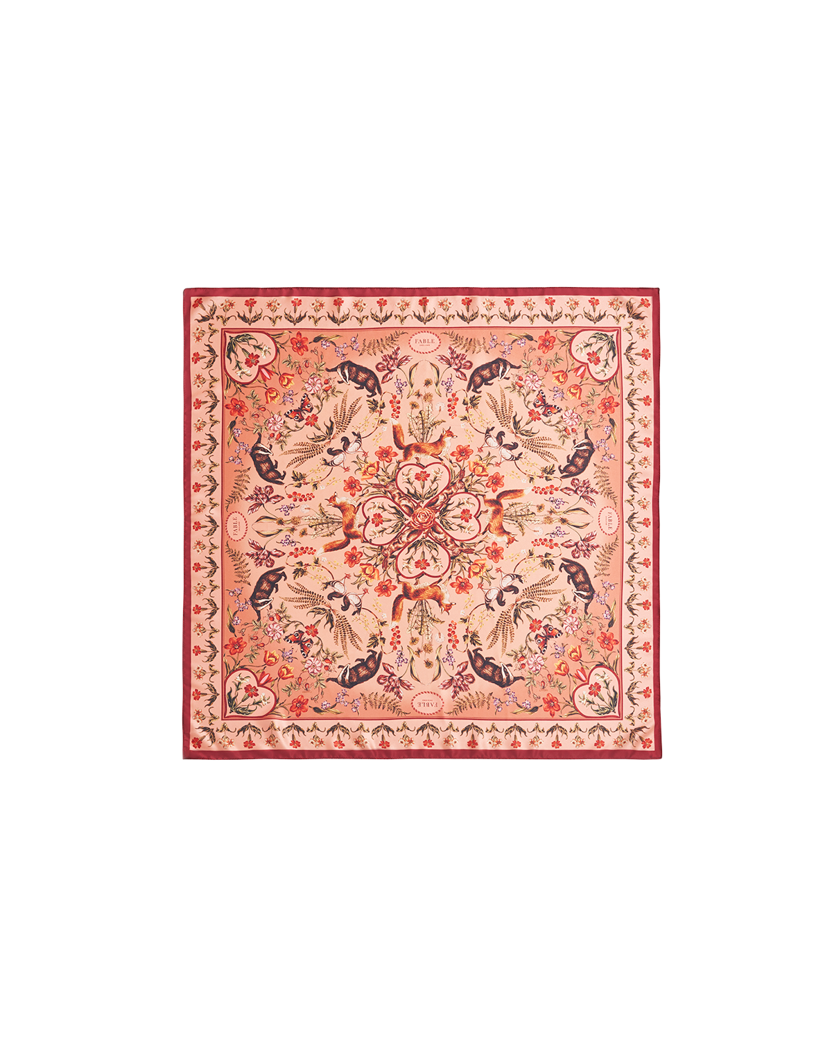 Peach Folksy Fox Tales Square Scarf