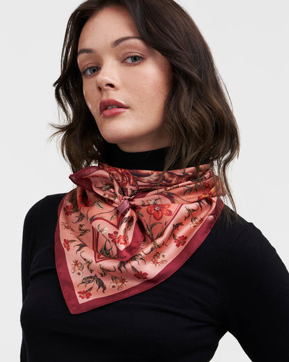 Peach Folksy Fox Tales Square Scarf