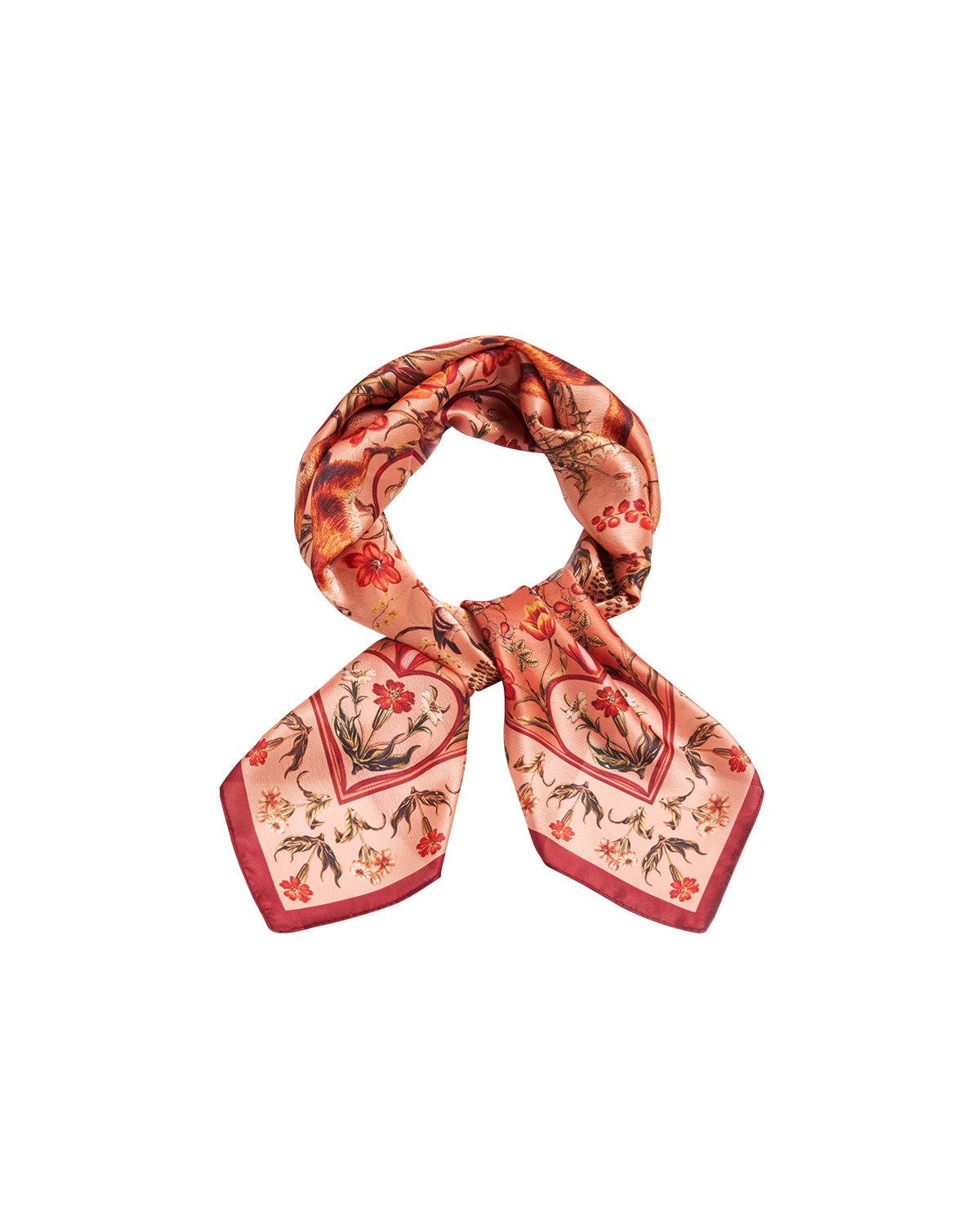 Peach Folksy Fox Tales Square Scarf